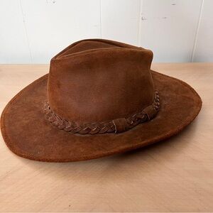 Minnetonka Leather Hat Western Outback Ranch Brown Size Medium